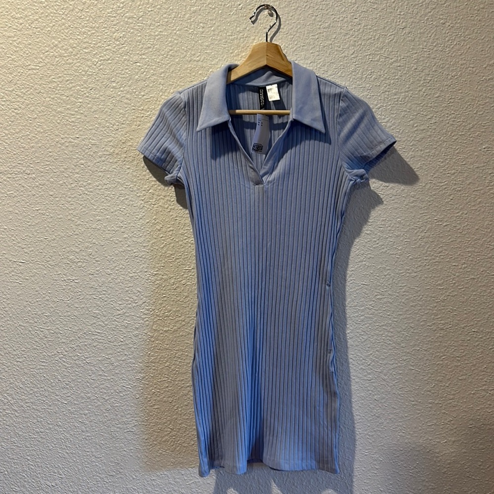 Brand New . H&M divided . Size medium . Baby Blue. Bodycon ribbed mini dress.
